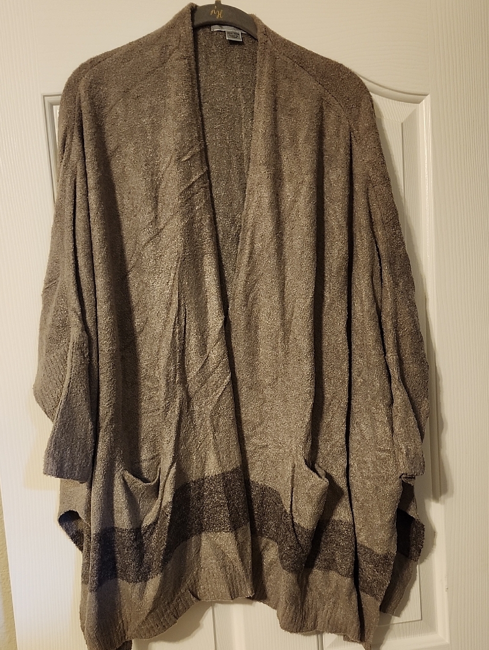 Barefoot Dreams Open-Front Draped Cardigan in Taupe